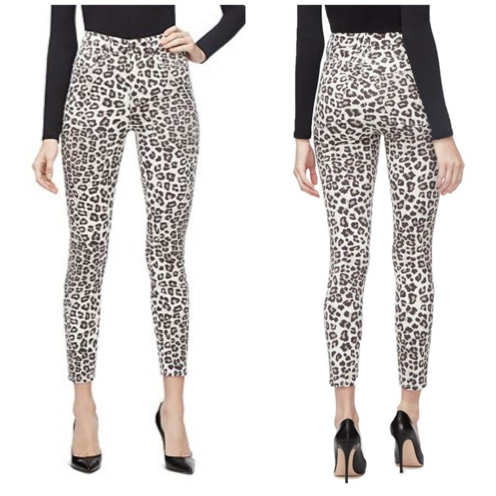 Good American Good Waist CropAnkle Skinny Jeans in Snow Leopard Size 12 / 31‎